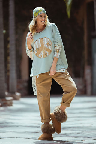 Peace Out Top Mint by Easel Shirts & Tops Easel