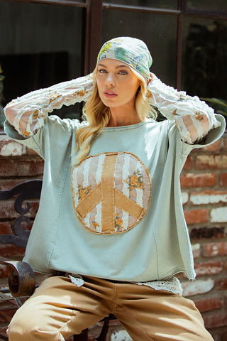 Peace Out Top Mint by Easel Shirts & Tops Easel