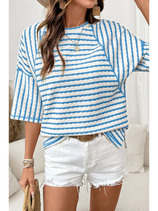 Trisha Top Blue Stripe Shirts & Tops Carol's Boutique