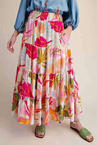 Heidi Skirt Vanilla/Fuchsia by Easel Skirt Easel