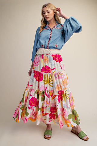 Heidi Skirt Vanilla/Fuchsia by Easel