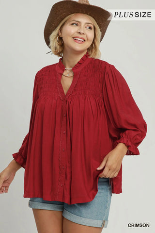 Wagner Top Crimson by Umgee RESTOCK Soon Shirts & Tops Umgee