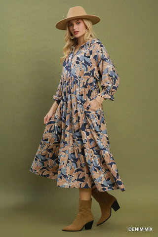 Fall Gardens Dress Denim by Umgee M / Denim Mix