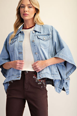 Candace Cape Jacket Denim by Easel