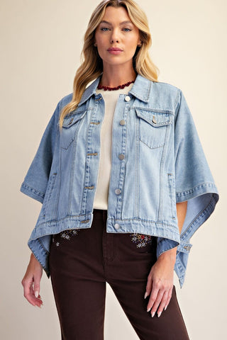 Candace Cape Jacket Denim by Easel