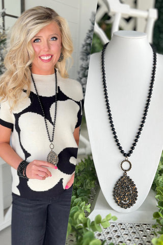 Santa Fe Necklace Matte Black Necklaces Pink Panache