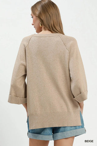 Kate Sweater Beige by Umgee Sweater Umgee