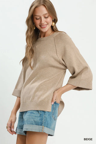 Kate Sweater Beige by Umgee Sweater Umgee