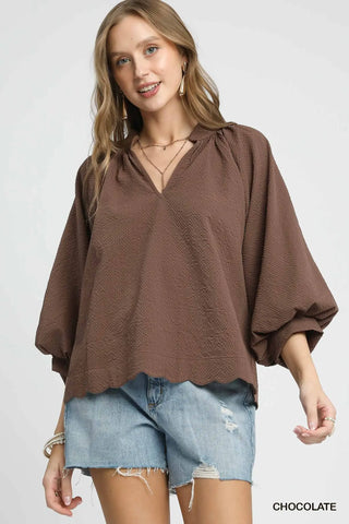 Choices Top Chocolate by Umgee Shirts & Tops Umgee