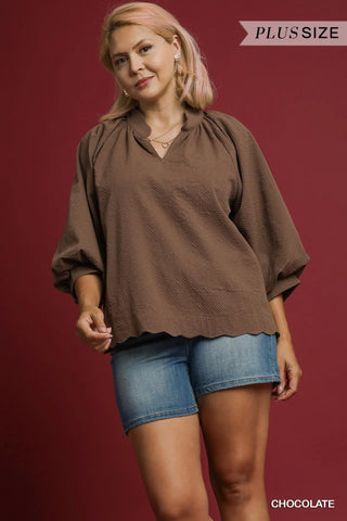 Choices Top Chocolate by Umgee Shirts & Tops Umgee