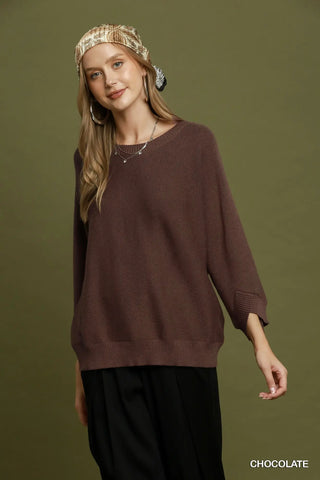 Benning Sweater Chocolate by Umgee