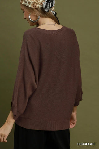 Benning Sweater Chocolate by Umgee