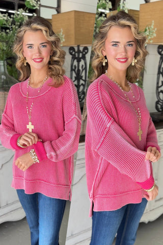 Chelsea Hot Pink sweater Zenana