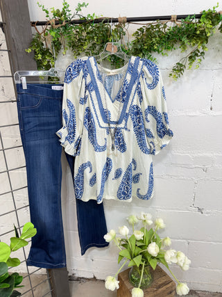 Janelle Top Blue Mix by Umgee Shirts & Tops Umgee