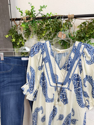 Janelle Top Blue Mix by Umgee Shirts & Tops Umgee