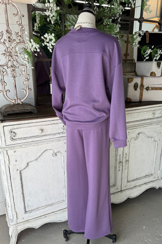 Happy Place Pant Set Lt Eggplant Top & Pant Set Zenana