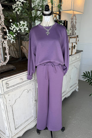 Happy Place Pant Set Lt Eggplant Top & Pant Set Zenana