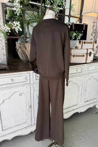 Happy Place Pant Set Espresso Top & Pant Set Zenana