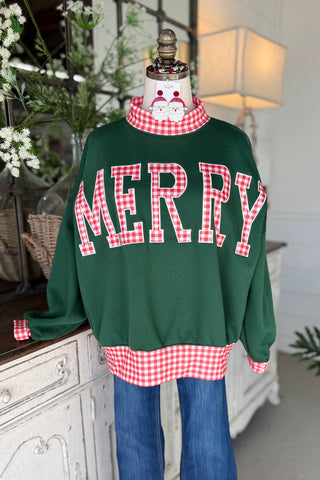 Holiday Plaid Pullover Green Sweatshirt LovLov