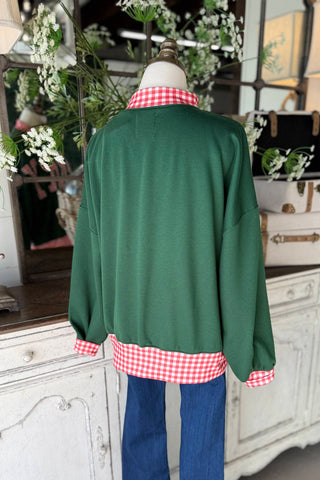 Holiday Plaid Pullover Green Sweatshirt LovLov
