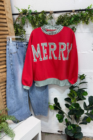 Holiday Plaid Pullover Red Sweatshirt LovLov