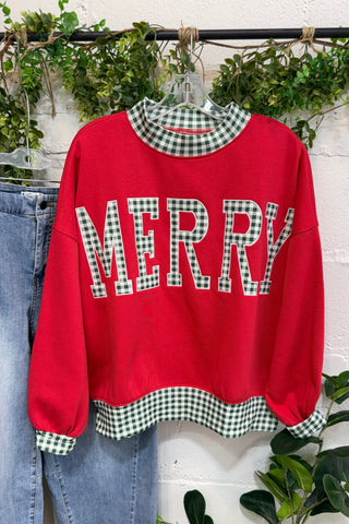Holiday Plaid Pullover Red Sweatshirt LovLov