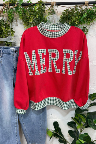 Holiday Plaid Pullover Red Sweatshirt LovLov
