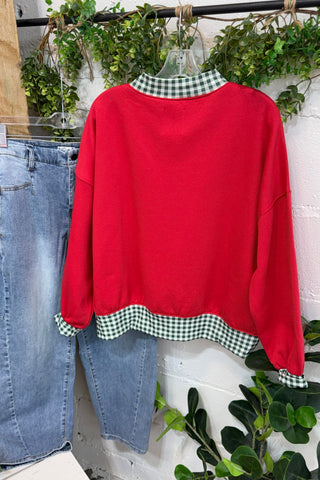 Holiday Plaid Pullover Red Sweatshirt LovLov
