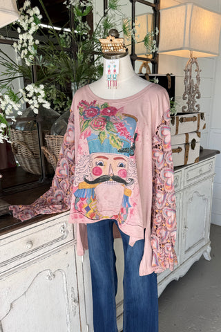Painted Nutcracker Top Dusty Rose
