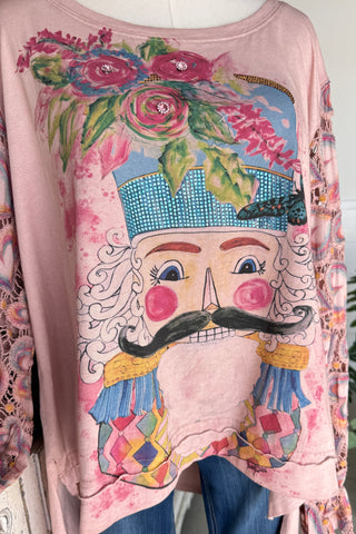 Painted Nutcracker Top Dusty Rose