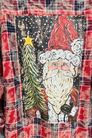 Plaid Santa Top Red