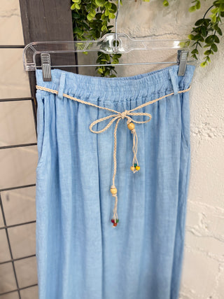 Bernice Linen Skirt Blue Skirt Sole Luna