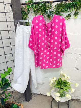 Dot To Dot Top Fuchsia Shirts & Tops YOLLY