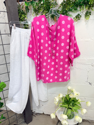 Dot To Dot Top Fuchsia Shirts & Tops YOLLY