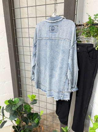 Yodi Shacket Light Denim Shacket Blue Velvet