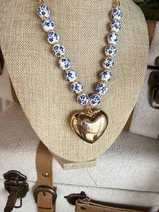 Patty Necklace Blue Floral Necklaces SM Style