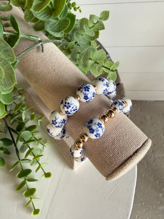Patsy Bracelet Set Blue Floral Bracelets Chic Cool