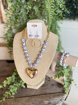 Patricia Earrings Blue Floral Earrings SM Style
