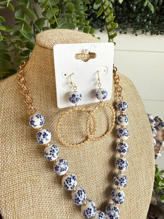 Patricia Earrings Blue Floral Earrings SM Style