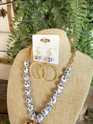 Patricia Earrings Blue Floral Earrings SM Style
