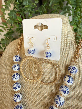 Patricia Earrings Blue Floral Earrings SM Style