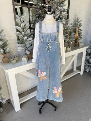 Flower Patch Overalls Denim Overalls Easel