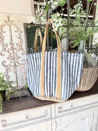 Sail Away Tote Ivory/Denim Tote Pol Clothing