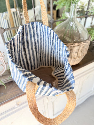 Sail Away Tote Ivory/Denim Tote Pol Clothing