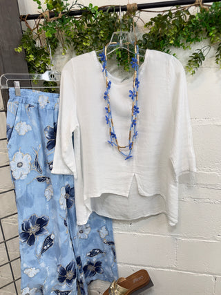 Oceanside Linen Pants Lt Blue Pants S F Moda