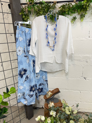 Oceanside Linen Pants Lt Blue Pants S F Moda