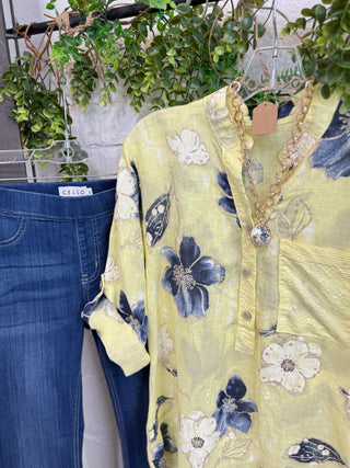 Oceanside Linen Top Yellow Top S F Moda