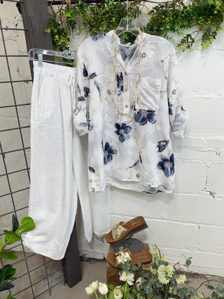 Oceanside Linen Top White Top S F Moda