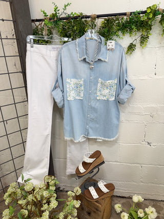 Chantilly Top Lt Denim Shirts & Tops Blublu