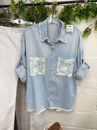 Chantilly Top Lt Denim Shirts & Tops Blublu